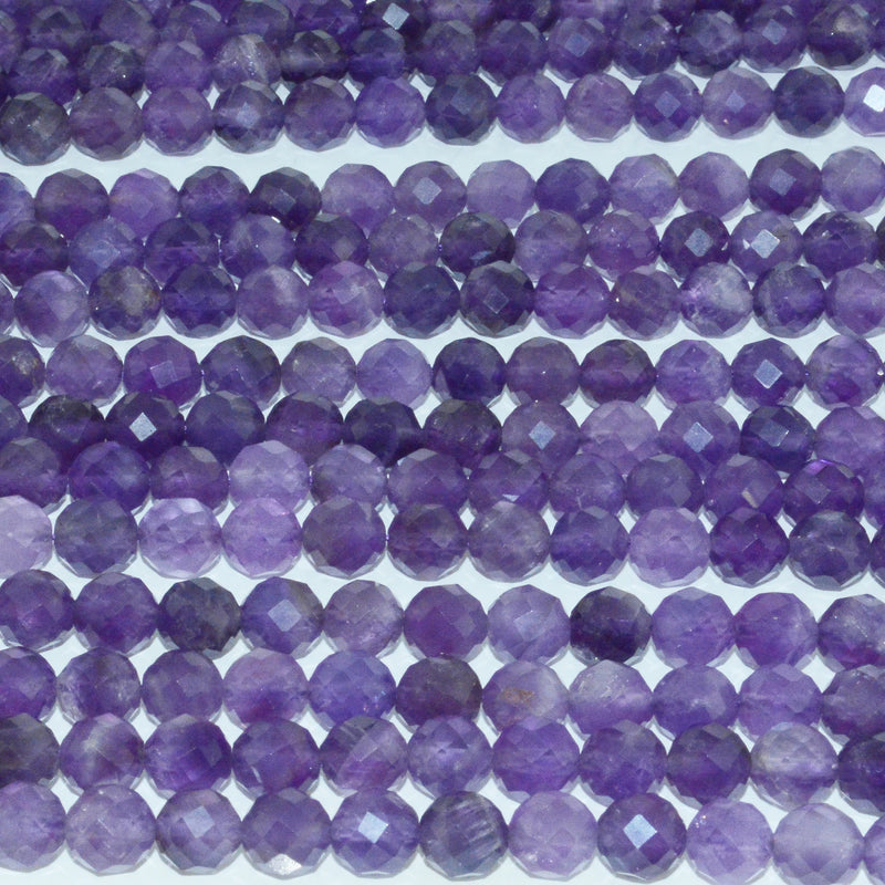 Natural Amethyst Faceted Round Beads 8mm