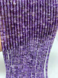 Natural Amethyst Flat Tube Beads 2x3mm