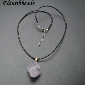 Amethyst Freeform Nugget Stone Pendant Necklace