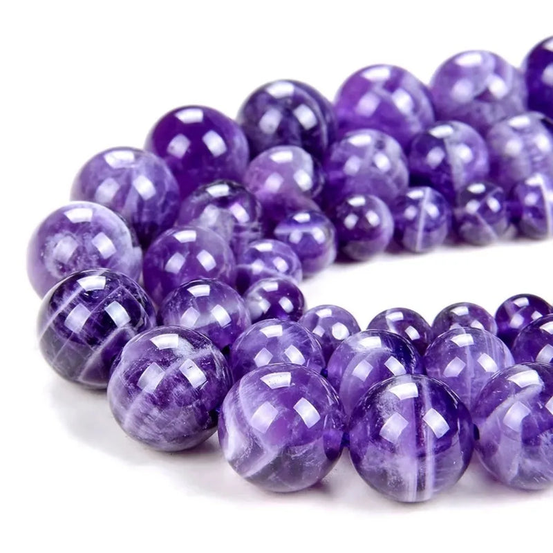 Amethyst Gemstone Round Beads Crystal Spacer for Jewelry Making 15inch