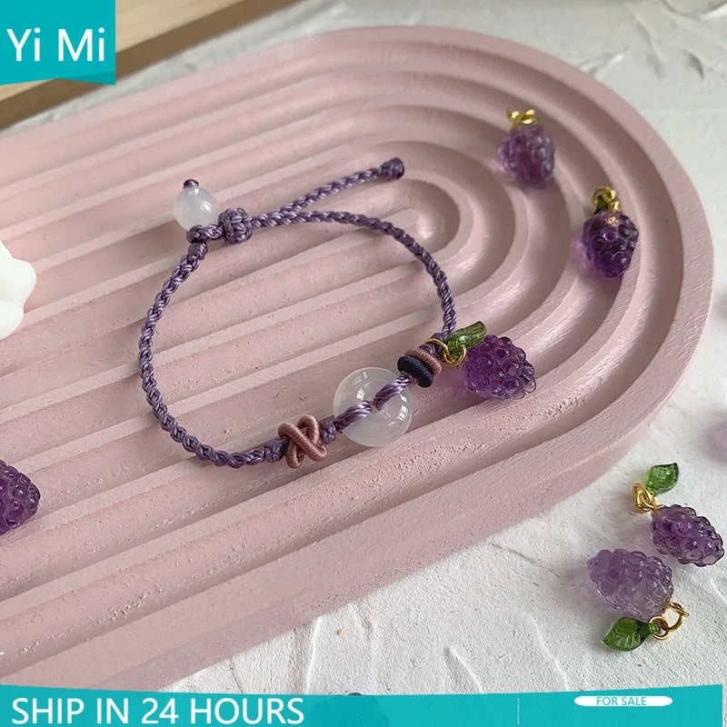 Amethyst Grape Pendant Chalcedony Lucky Knot Bracelet Bangles