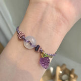 Amethyst Grape Pendant Chalcedony Lucky Knot Bracelet Bangles