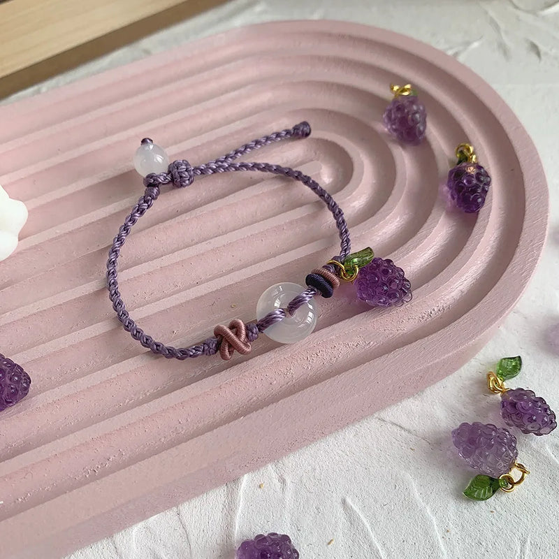Amethyst Grape Pendant Chalcedony Lucky Knot Bracelet Healing Charm Gift