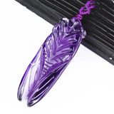 Hand Carved Amethyst Cicada Pendant Necklace