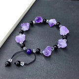 Natural Amethyst Hand-carved Rough Stone Bracelet Jewelry Men Women