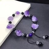 Natural Amethyst Hand-carved Rough Stone Bracelet Jewelry Men Women