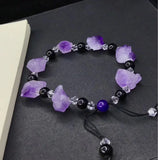 Natural Amethyst Hand-carved Rough Stone Bracelet Jewelry Men Women