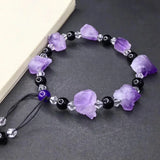 Natural Amethyst Hand-carved Rough Stone Bracelet Jewelry Men Women