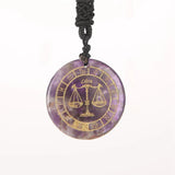 Amethyst 12 Constellations Pendant Necklace Reiki Healing Crystal