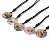 Amethyst 12 Constellations Pendant Necklace Reiki Healing Crystal