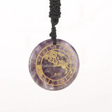 Amethyst 12 Constellations Pendant Necklace Reiki Healing Crystal