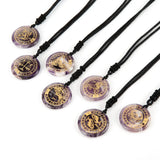 Amethyst 12 Constellations Pendant Necklace Reiki Healing Crystal