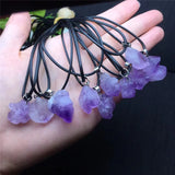 Natural Amethyst Rough Stone Pendant Necklace
