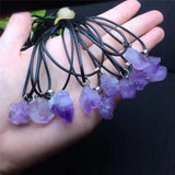 Natural Amethyst Rough Stone Pendant Necklace