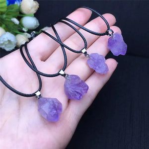 Natural Amethyst Rough Stone Pendant Necklace