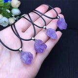 Natural Amethyst Rough Stone Pendant Necklace