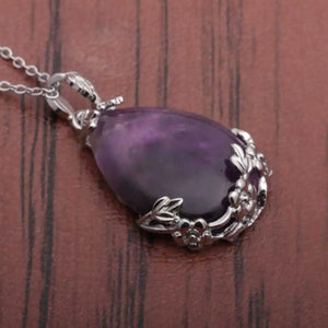 Amethyst Lucky Amulet Pendant Tibet Silver Flower Women Unisex