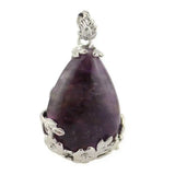 Amethyst Lucky Amulet Pendant Tibet Silver Flower Women Unisex