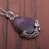 Amethyst Lucky Amulet Pendant Tibet Silver Flower Women Unisex