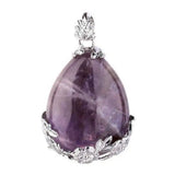 Amethyst Lucky Amulet Pendant Tibet Silver Flower Women Unisex