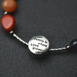 Amethyst Gemstone Chakra Bracelet Engraved Family Charms Adjustable Gift
