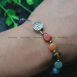 Amethyst Gemstone Chakra Bracelet Engraved Family Charms Adjustable Gift