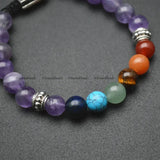 Amethyst Gemstone Round Beads Chakra Bracelet Healing Jewelry Adjustable Gift