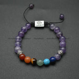 Amethyst Gemstone Round Beads Chakra Bracelet Healing Jewelry Adjustable Gift