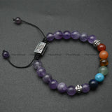 Amethyst Gemstone Round Beads Chakra Bracelet Healing Jewelry Adjustable Gift