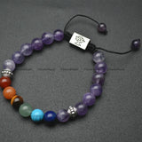 Amethyst Gemstone Round Beads Chakra Bracelet Healing Jewelry Adjustable Gift