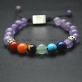 Amethyst Gemstone Round Beads Chakra Bracelet Healing Jewelry Adjustable Gift