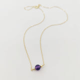 Natural Amethyst Necklace Round 14K Filled Vintage Hand For Women Necklace