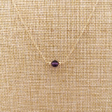 Natural Amethyst Necklace Round 14K Filled Vintage Hand For Women Necklace
