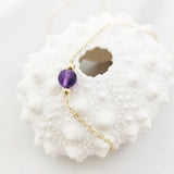 Natural Amethyst Necklace Round 14K Filled Vintage Hand For Women Necklace