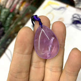 Amethyst Necklace for Women Drop Shape Pendant Rope Necklace