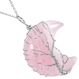 Amethyst Healing Crystal Moon Pendant Necklace
