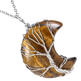 Amethyst Healing Crystal Moon Pendant Necklace