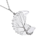 Amethyst Healing Crystal Moon Pendant Necklace