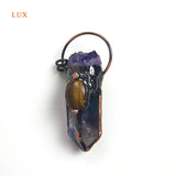 Amethyst Fluorite Pendant Healing Stone Charm Necklace