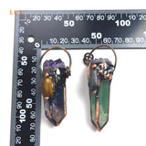 Amethyst Fluorite Pendant Healing Stone Charm Necklace