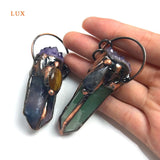 Amethyst Fluorite Pendant Healing Stone Charm Necklace