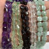 Faceted Square Amethyst Prehnite Smoky Quartz Angelite Beads 15''