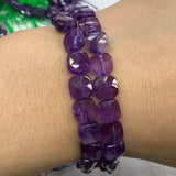 Faceted Square Amethyst Prehnite Smoky Quartz Angelite Beads 15''