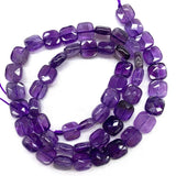 Faceted Square Amethyst Prehnite Smoky Quartz Angelite Beads 15''