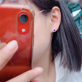Amethyst Princess Cut Stud Earrings 925 Sterling Silver