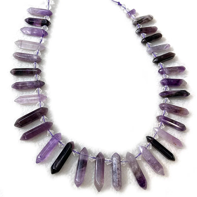 Amethyst Quartz Beads 15'' Sticks Crystal Point DIY Loose Beads