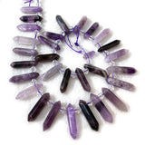 Amethyst Quartz Beads 15'' Sticks Crystal Point DIY Loose Beads