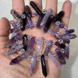 Amethyst Quartz Beads 15'' Sticks Crystal Point DIY Loose Beads
