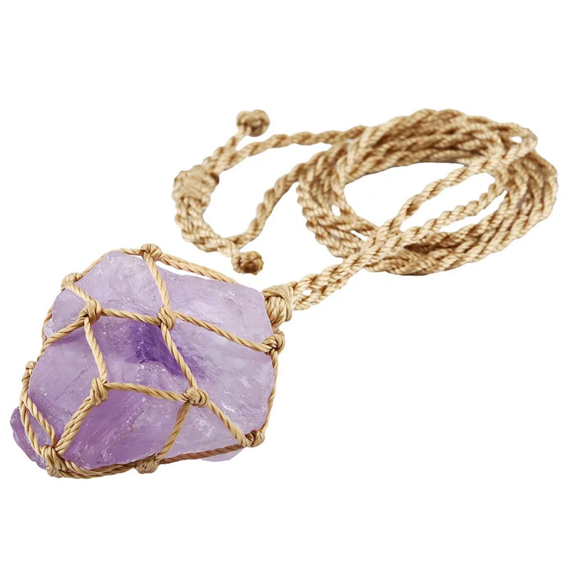 Amethyst Raw Crystal Pendant Necklace Chakra Healing