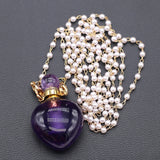 Amethyst Quartz Stone Perfume Bottle Pendant Necklace